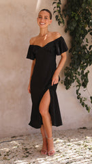 Louisa Midi Dress - Black