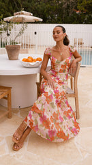 Calais Maxi Dress - Orange Floral