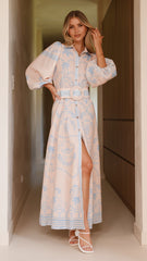 Xander Long Sleeve Maxi Dress - Blue
