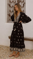 Ellarose Maxi Dress - Black/Beige