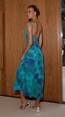 Margo Midi Dress - Blue/Green Floral
