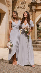 Pamela V Neck Maxi Dress - Silver