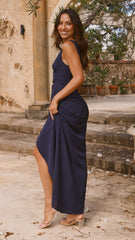 Pamela V Neck Maxi Dress - Navy