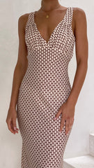 Rubie Maxi Dress - Brown Geo